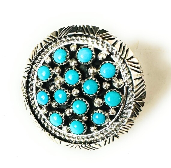 Navajo Sterling Silver & Turquoise Cluster Ring S… - image 7