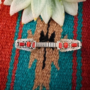 Navajo Uhrenarmband Sterling Silber & Koralle signiert