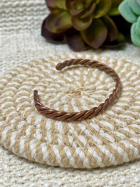 Vintage Handmade Copper Cuff - image 4