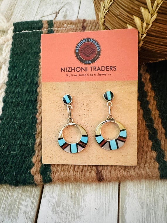 Old Pawn Zuni Multi Stone & Sterling Silver Inlay… - image 2