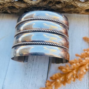 Vintage Navajo Sterling Silver Cuff Bracelet Signed