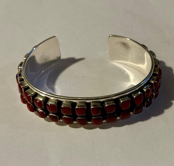 Double Row Red Jasper Cobblestone Cuff Bracelet - image 4