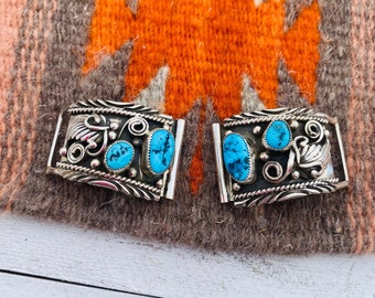 Navajo Sterling Silver Turquoise Coral S. Ray Signed Band  display picture 1