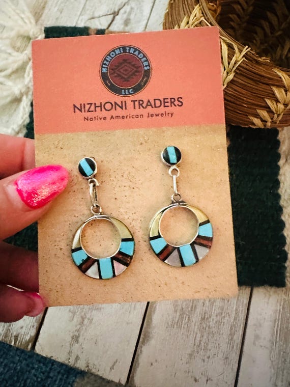 Old Pawn Zuni Multi Stone & Sterling Silver Inlay… - image 5