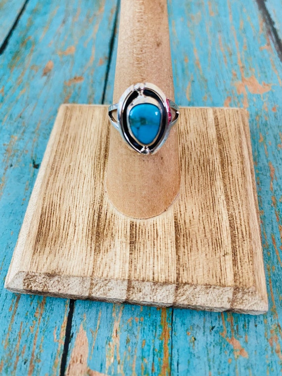 Navajo Kingman Turquoise & Sterling Silver Ring S… - image 1