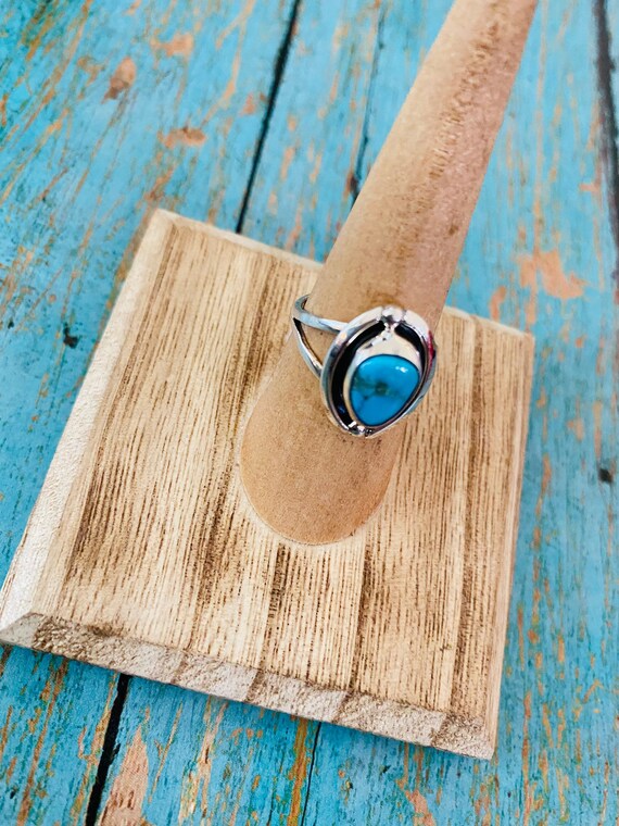 Navajo Kingman Turquoise & Sterling Silver Ring S… - image 3