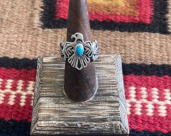 Navajo Sterling Silver Turquoise Thunderbird Ring