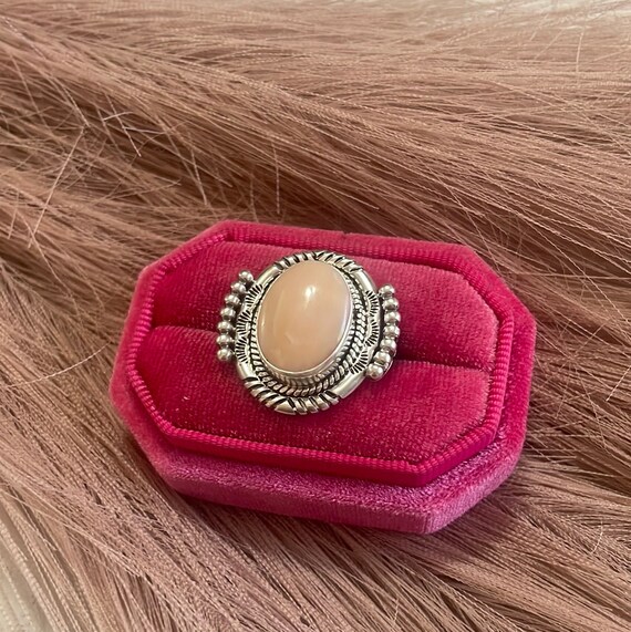 Gorgeous Navajo Pink Peruvian Opal And Sterling S… - image 2