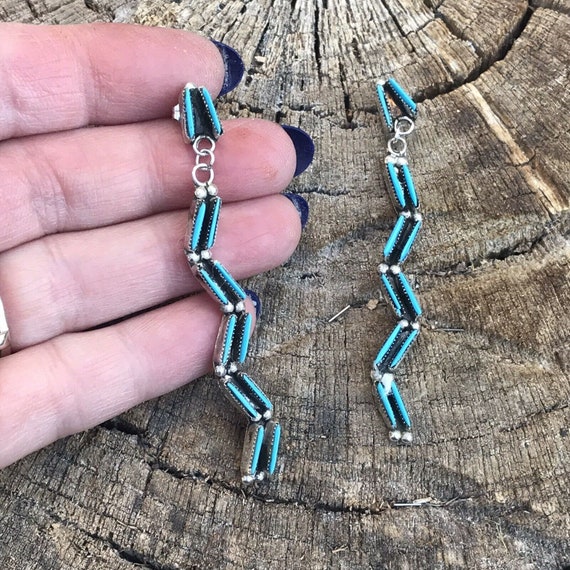 Sterling Silver Turquoise Handmade Dangle Needlep… - image 4