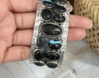 Navajo Bracelet by Gary Reeves, Sterling and Carico Lake Turquoise