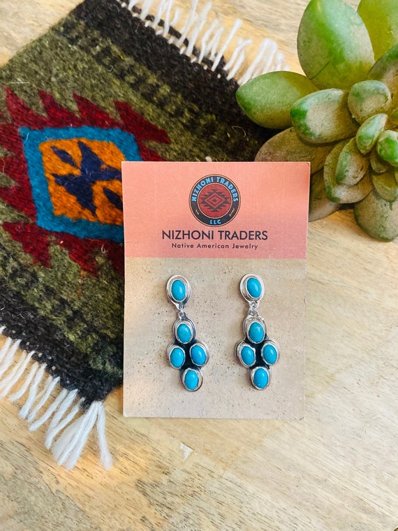 Navajo Kingman Turquoise & Sterling Silver Dangle… - image 2