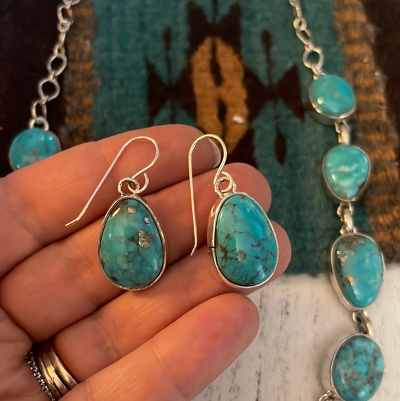 Navajo Turquoise And Sterling Silver Necklace & D… - image 6