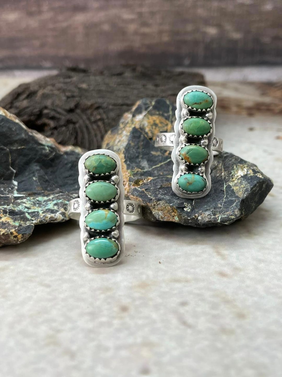 Handmade Sterling Silver Kingman Turquoise Adjustable Ring "signed ...