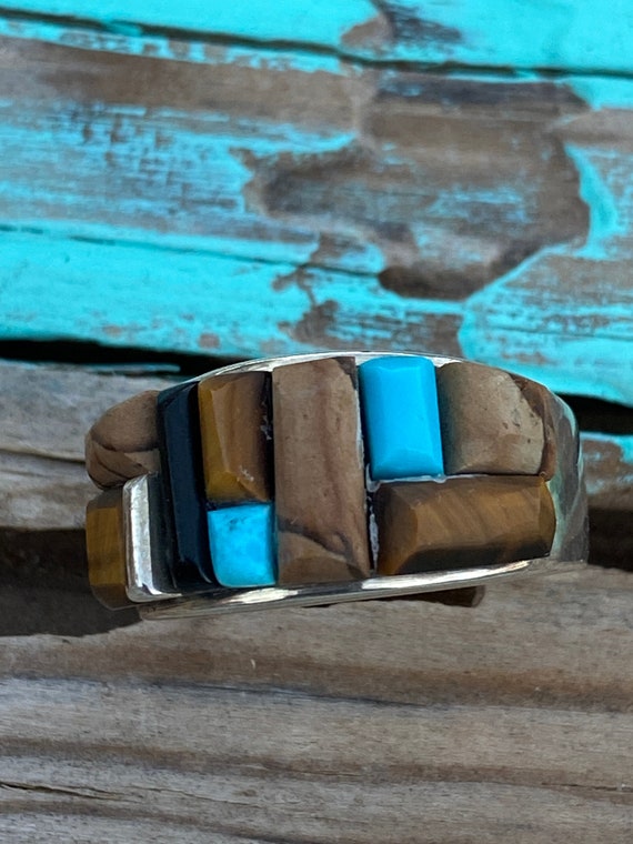 Navajo Turquoise Onyx, Petrified Wood & Sterling s