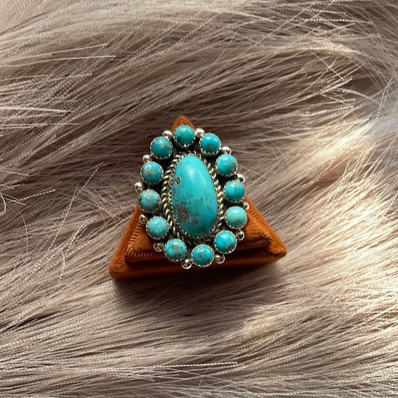 Navajo Turquoise & Sterling Silver Ring Size 9 Si… - image 1