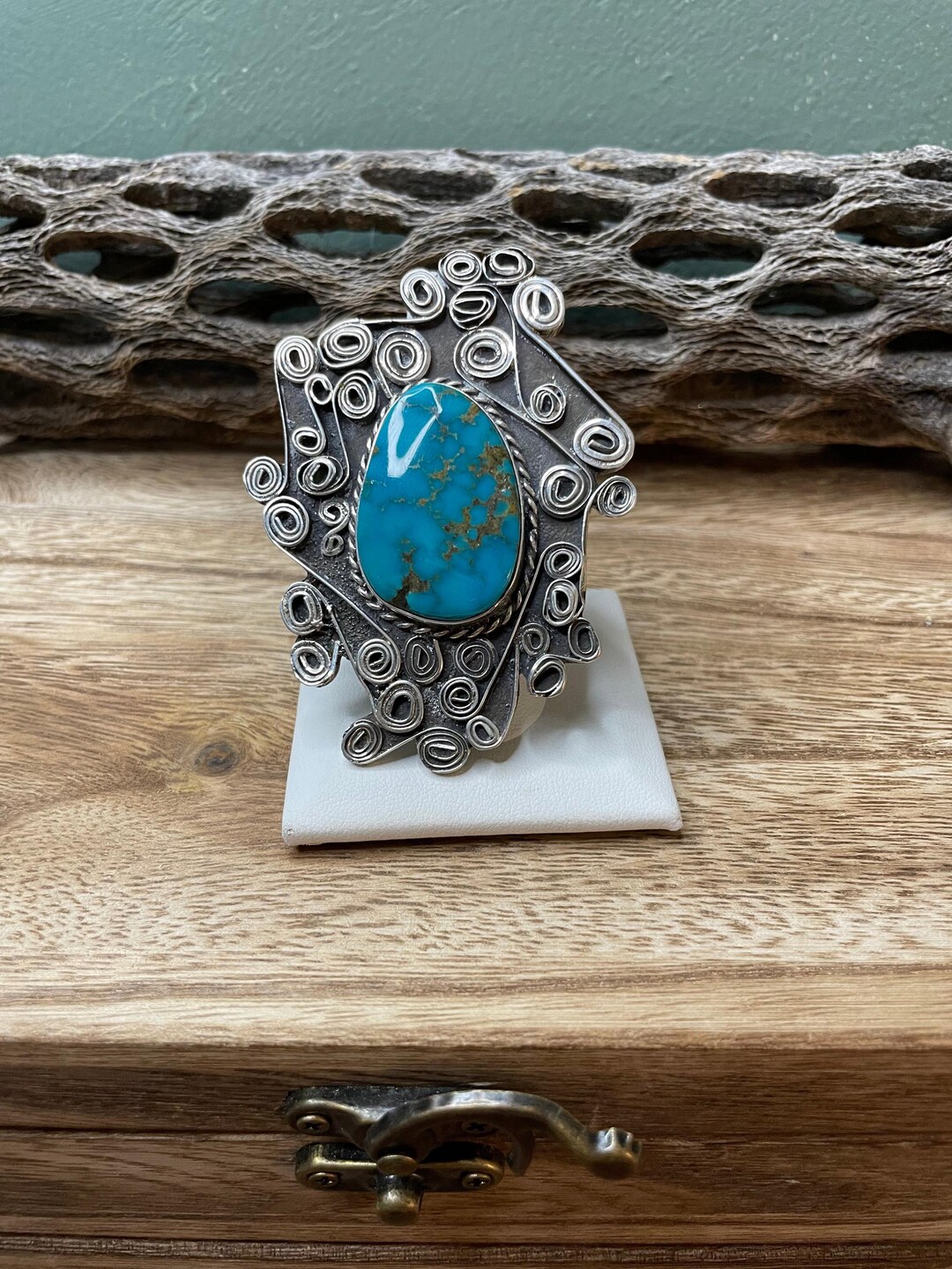 Kingman Turquoise and Sterling Silver Navajo Ring Size 8.5 - Etsy