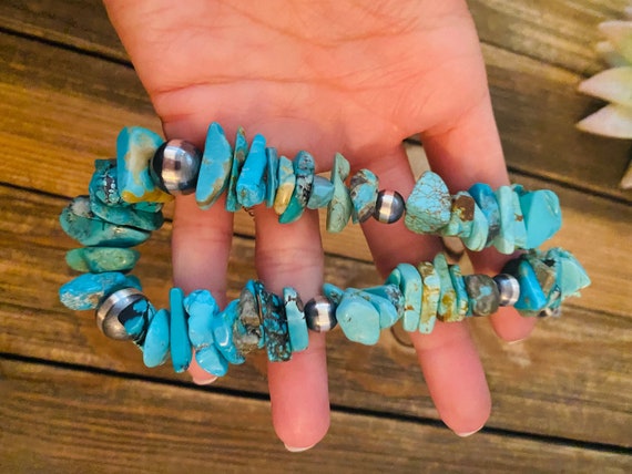 Navajo Turquoise & Sterling Silver Chunky Beaded … - image 5
