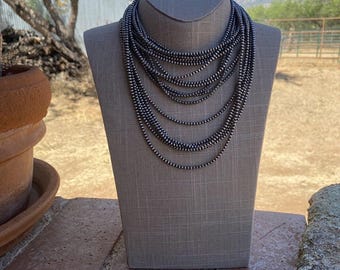 3mm Sterling Silver Navajo Pearl Style Beaded Necklace