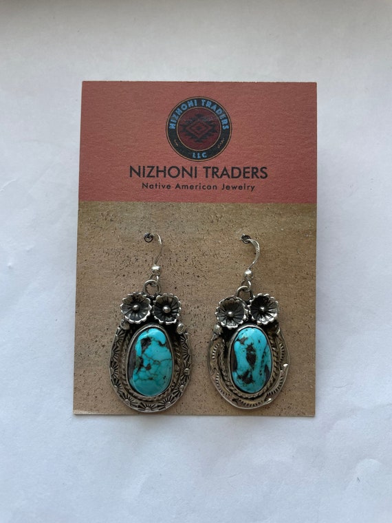 Navajo Kingman Turquoise & Sterling Silver Dangle… - image 5