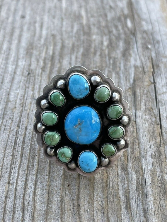 Sterling Silver Navajo Marked Handmade Sonoran Gold Sz 8 Ring