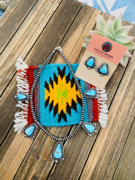 Navajo Sterling Silver & Turquoise Necklace Set b… - image 1