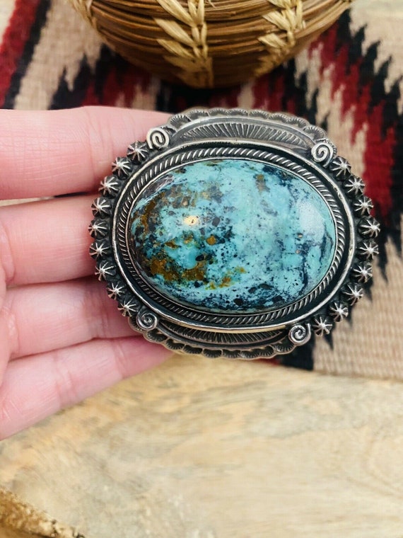 Vintage Navajo Turquoise & Sterling Silver Cuff B… - image 5