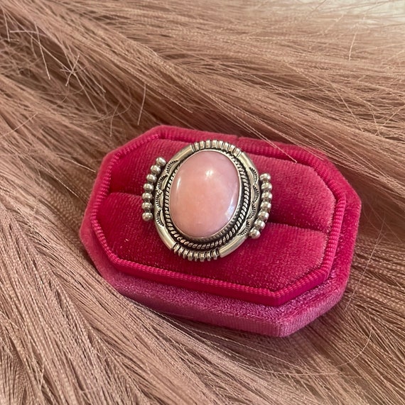 Gorgeous Navajo Pink Peruvian Opal And Sterling S… - image 2