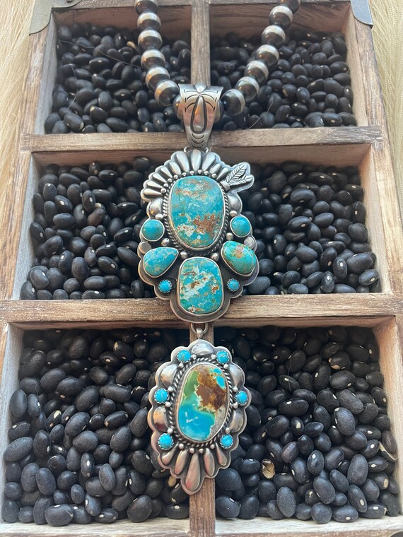 Navajo Sterling Silver & Turquoise Statement Penda