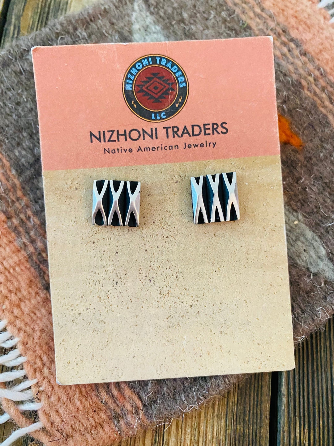 Sterling Silver Square Stud Earrings – Artist Leander Tahe – USA Made