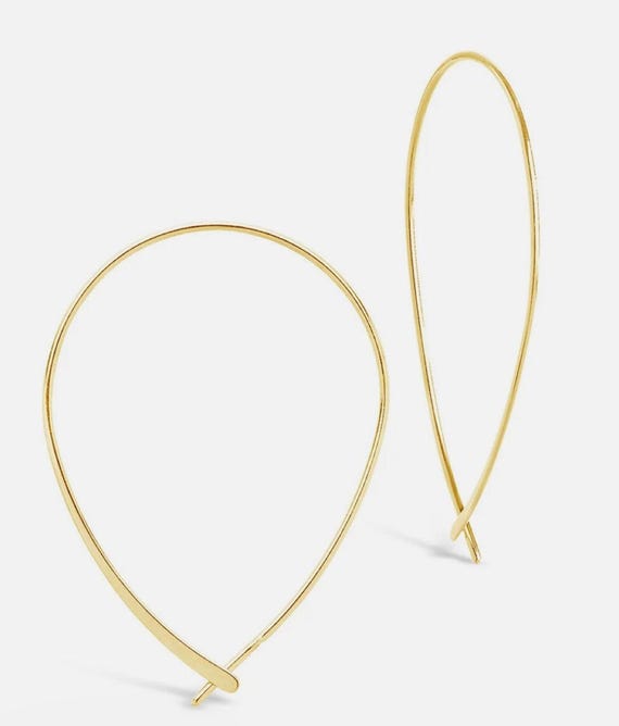 Delicate Gold Plated Threader Hoop Earrings - image 1