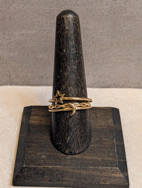 Gold Plated Celestial Stacking Ring Set of 3 - image 3