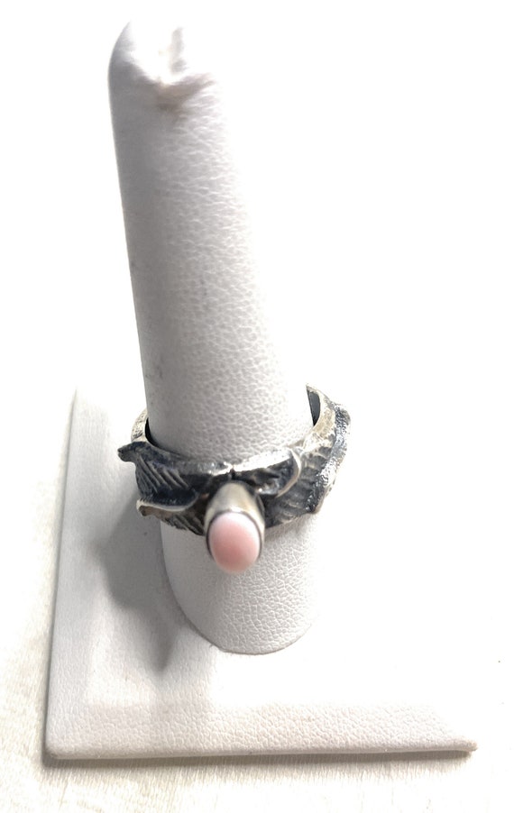 Navajo Pink Conch Tufa Cast Ring Signed Size 10 - image 5