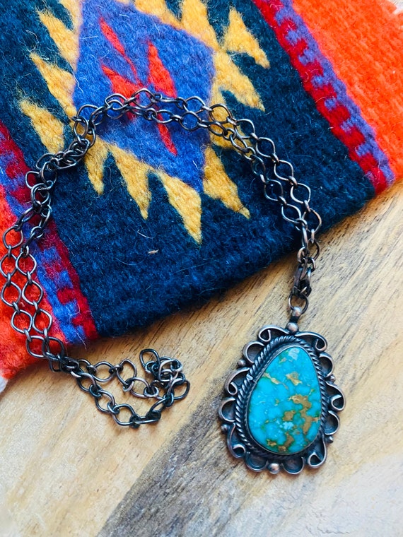 Important Ben Begaye Royston Turquoise Pillbox Sterling Native American Jewelry Silver Necklace Important Ben Begaye Royston Turquoise Pillbox Sterling Native American Jewelry Silver Necklace