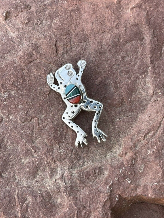Navajo Sterling Silver Multi Stone Leap Frog Pend… - image 7
