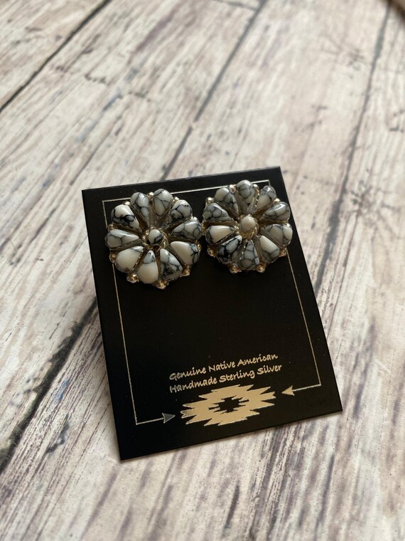 Handcrafted White Buffalo Cluster Post Earrings - image 5
