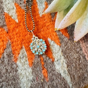 Zuni Sterling Silver & Turquoise Petit Point Pendant