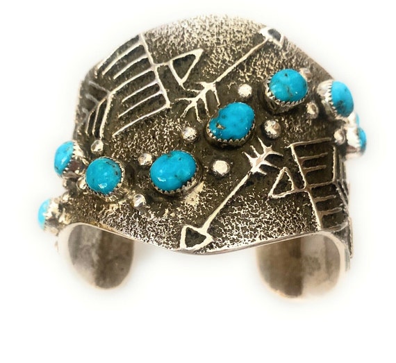 Navajo Turquoise & Sterling Silver Cuff Bracelet … - image 8