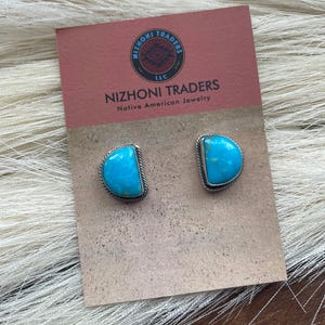 Navajo Turquoise And Sterling Silver Post Earrings
