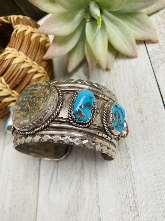 Navajo Old Pawn Vintage Multi Stone & Sterling Si… - image 3