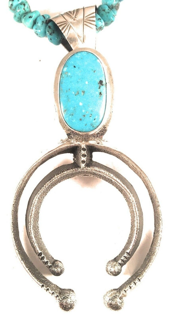 Turquoise & Sterling Naja Charm Signed 