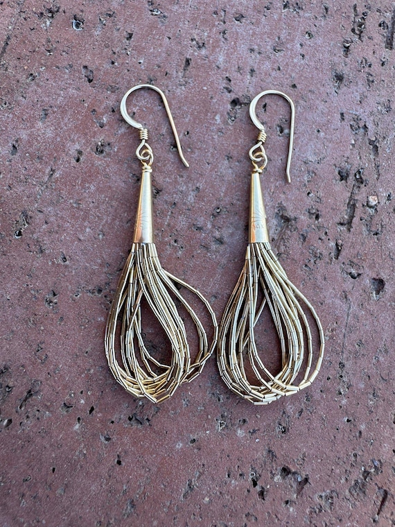 Handmade Liquid Gold 10 Strand Wire Earrings