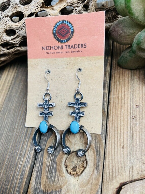 Navajo Turquoise & Sterling Silver Naja Cross Dan… - image 4