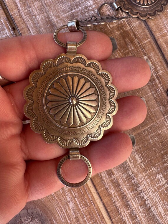 Handmade Nickel Silver Concho Belt 42" - image 3