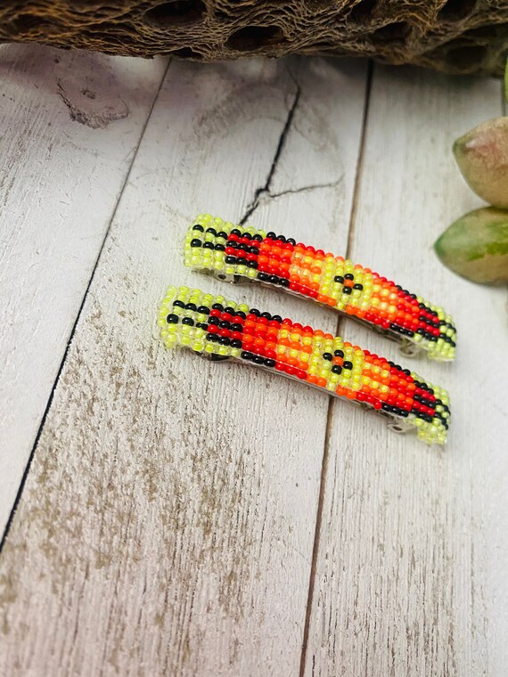 Navajo Handmade Beaded Barrette Set - Etsy display picture 2