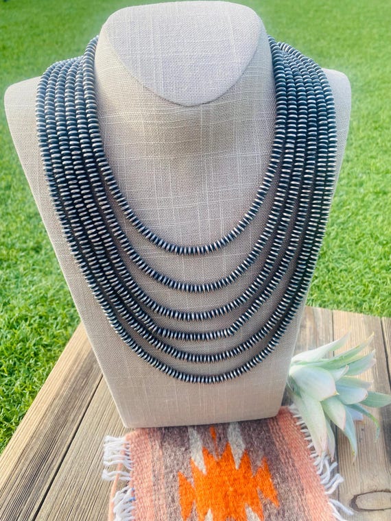 Handmade Sterling Silver 6mm Saucer Bead Beaded Necklace W