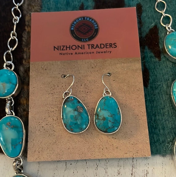 Navajo Turquoise And Sterling Silver Necklace & D… - image 3
