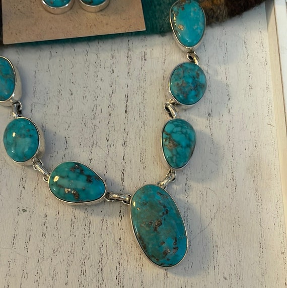Navajo Turquoise And Sterling Silver Necklace & D… - image 2