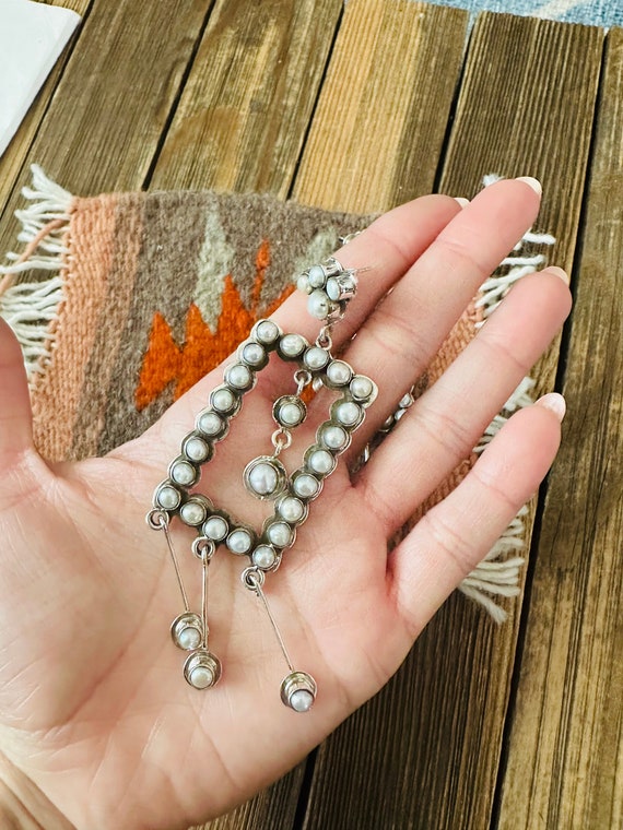 Handmade Pearl And Sterling Silver Dangle Earrings - image 4