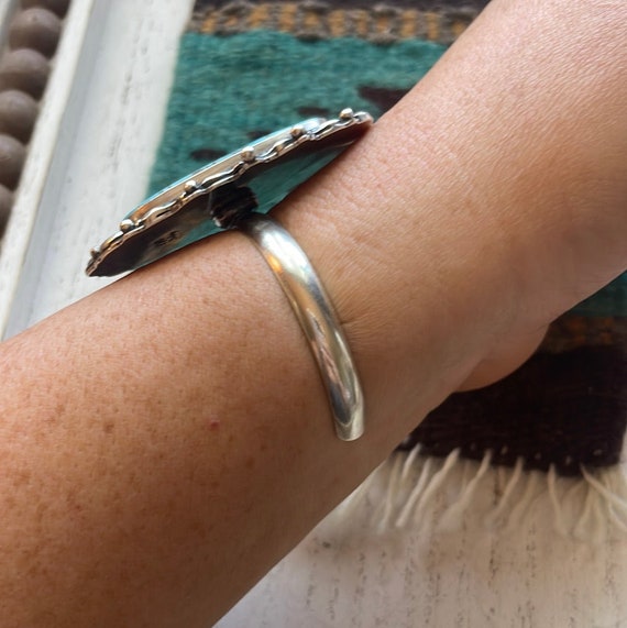 Beautiful Navajo Turquoise & Sterling Silver Cuff… - image 5