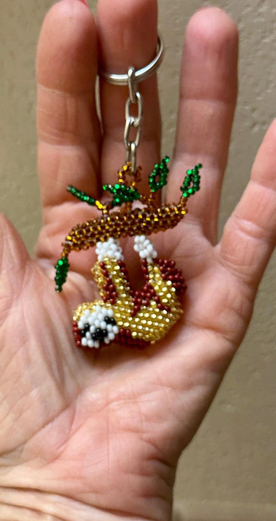 Handmade Beaded Monkey Keychain - image 4